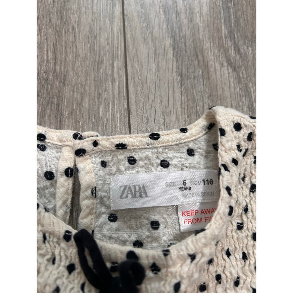 ZARA Textured Polka Dot Bow Dress Size 4T - Picture 3 of 4